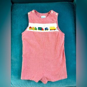 Red & white gingham Jon Jon overall short one piece